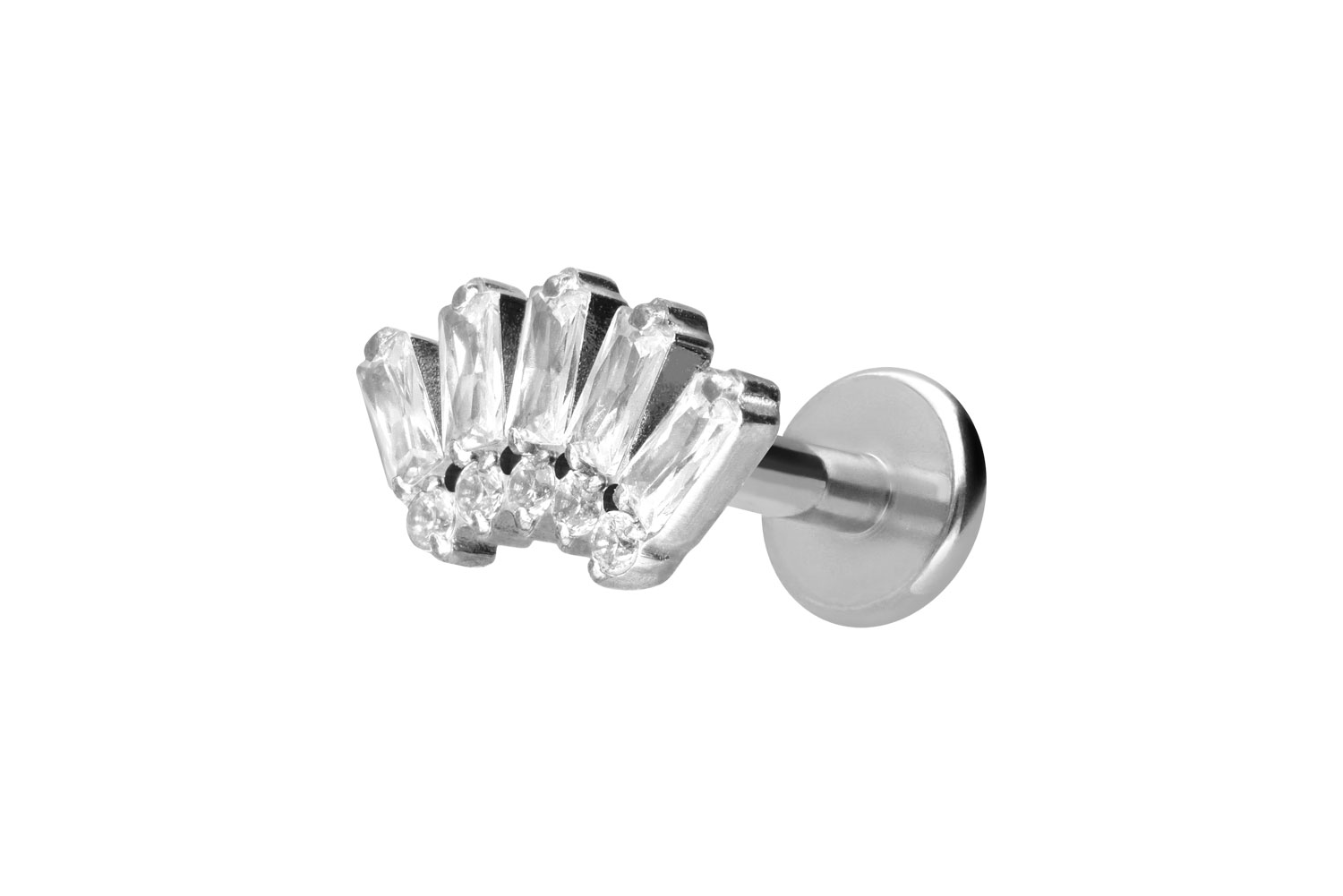 Titan Labret Piercing mit Push Fit 10 EINGEFASSTE KRISTALLE